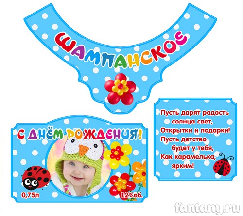 Этикетка на шампанское набор №3